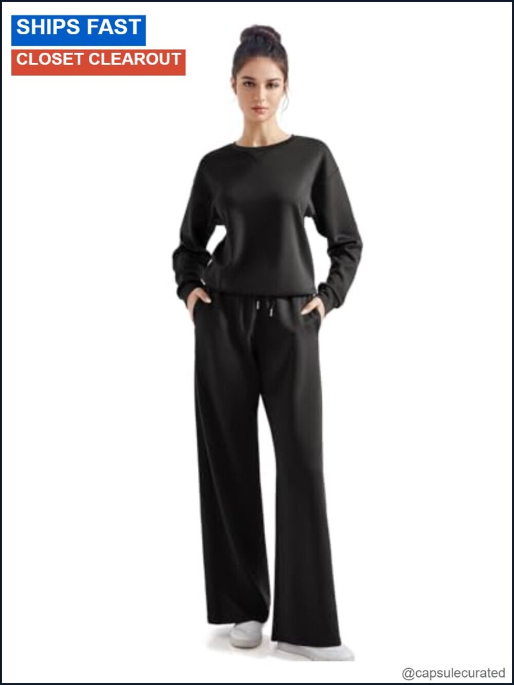 Women 2 Piece Lounge Set Modal Oversized Sweatshirt Wide Leg Pants